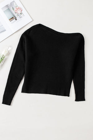 Black Striped Long Sleeve Knit Sweater
