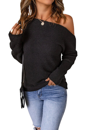 Black Striped Long Sleeve Knit Sweater