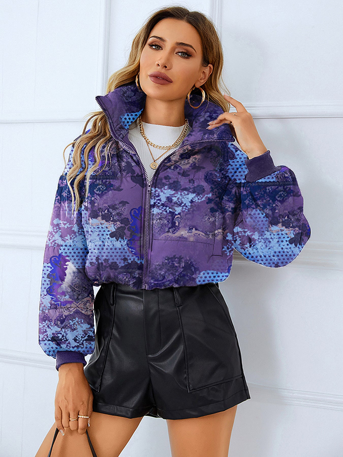 ABYS02 Women's 2023 Winter New Fashion Cotton-padded Jacket Stand Collar Bread Coat Warm Cotton-padded Coat Spot
