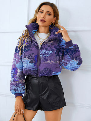 ABYS02 Women's 2023 Winter New Fashion Cotton-padded Jacket Stand Collar Bread Coat Warm Cotton-padded Coat Spot