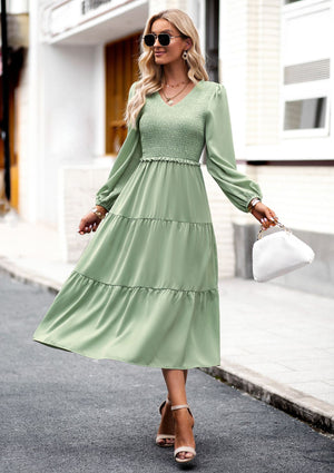 AB01DY Solid Color Dress Women's 2023 Autumn And Winter Amazon Independent Station Elegant Long Dress