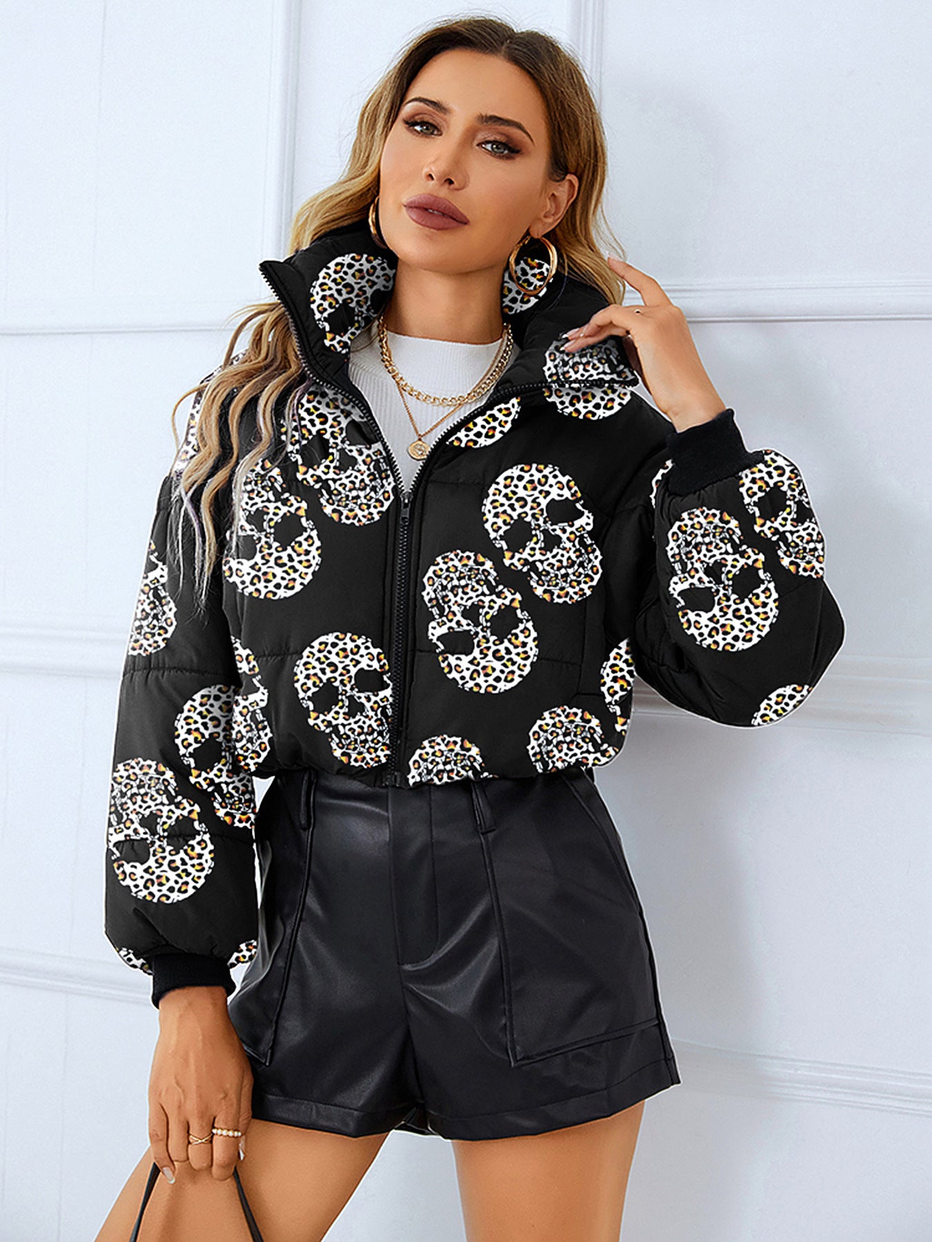 ABYS02 Women's 2023 Winter New Fashion Cotton-padded Jacket Stand Collar Bread Coat Warm Cotton-padded Coat Spot