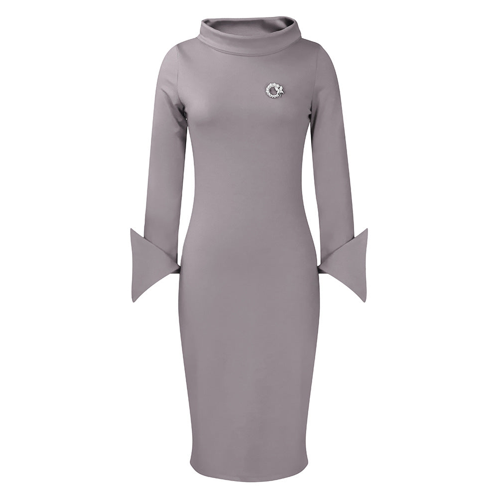 AB10ATE D435 Foreign Trade Women's Clothing 2023 Autumn And Winter New Long Sleeve Hip Professional OL Temperament Plus Size Africa Europe And The United States Dress