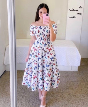 AB05SC 2023 Cross-border Spring And Summer New Amazon Cross-border European And American Dress Literary French Fresh Printing Fashion Women's Clothing