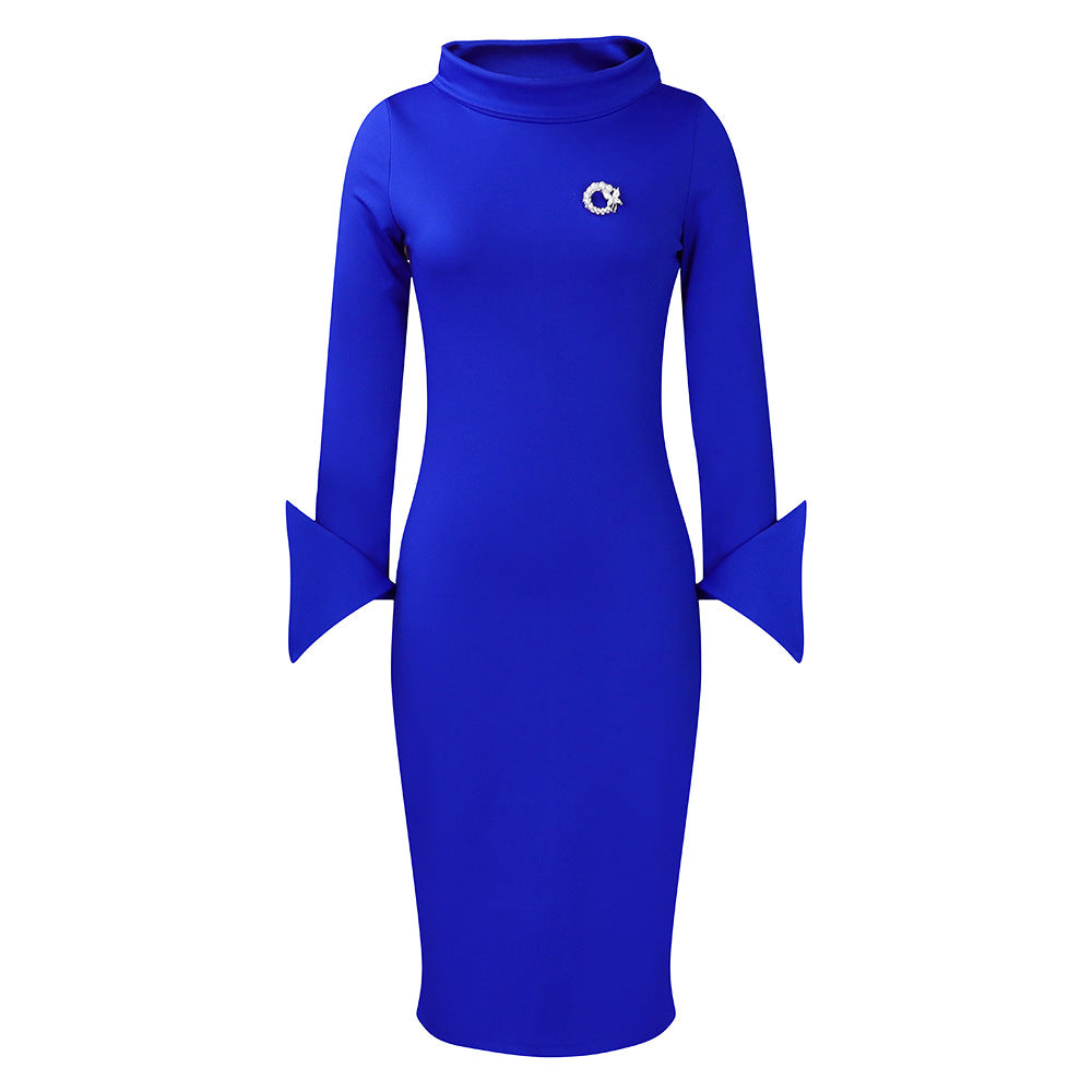 AB10ATE D435 Foreign Trade Women's Clothing 2023 Autumn And Winter New Long Sleeve Hip Professional OL Temperament Plus Size Africa Europe And The United States Dress