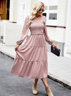 AB01DY Solid Color Dress Women's 2023 Autumn And Winter Amazon Independent Station Elegant Long Dress