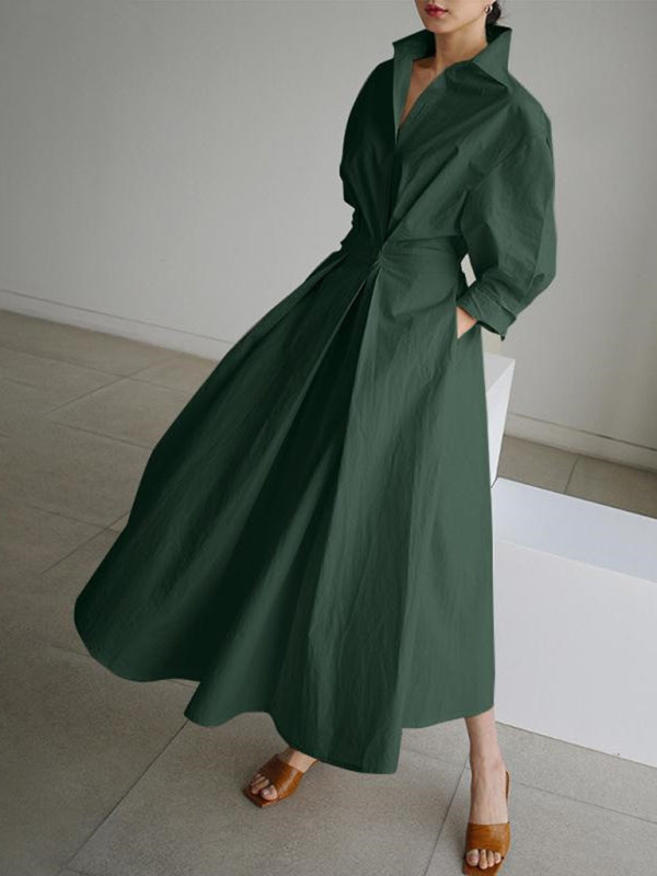 Women's Solid Color Elegant Shirt Dress