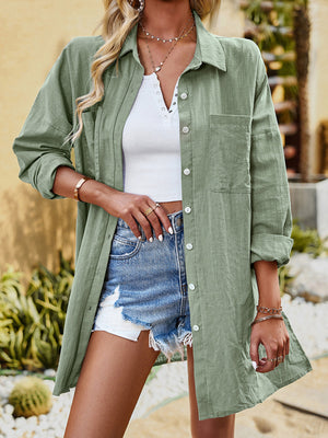 Vestido camisero de manga larga de color sólido para desplazamientos con temperamento de mujer 