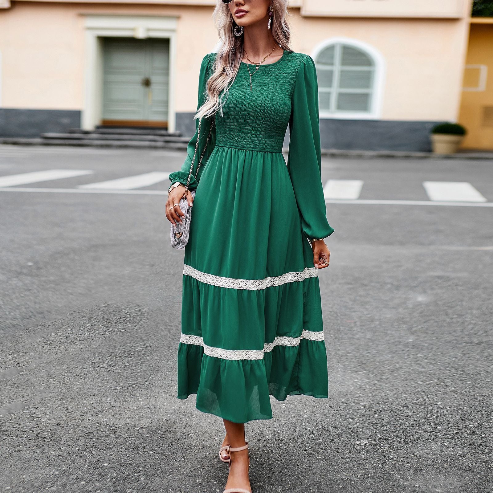 AB01DY Long Sleeve Dress 2023 Autumn And Winter Foreign Trade Elegant Long Dress