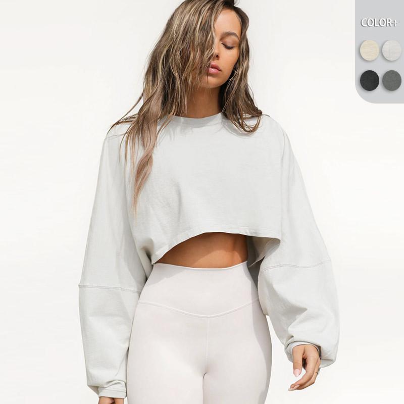 2023 Cross-border Explosions Old Wear Autumn And Winter Fashion Brand Women's Long-sleeved Short Knitted Sweater Sports Yoga Top