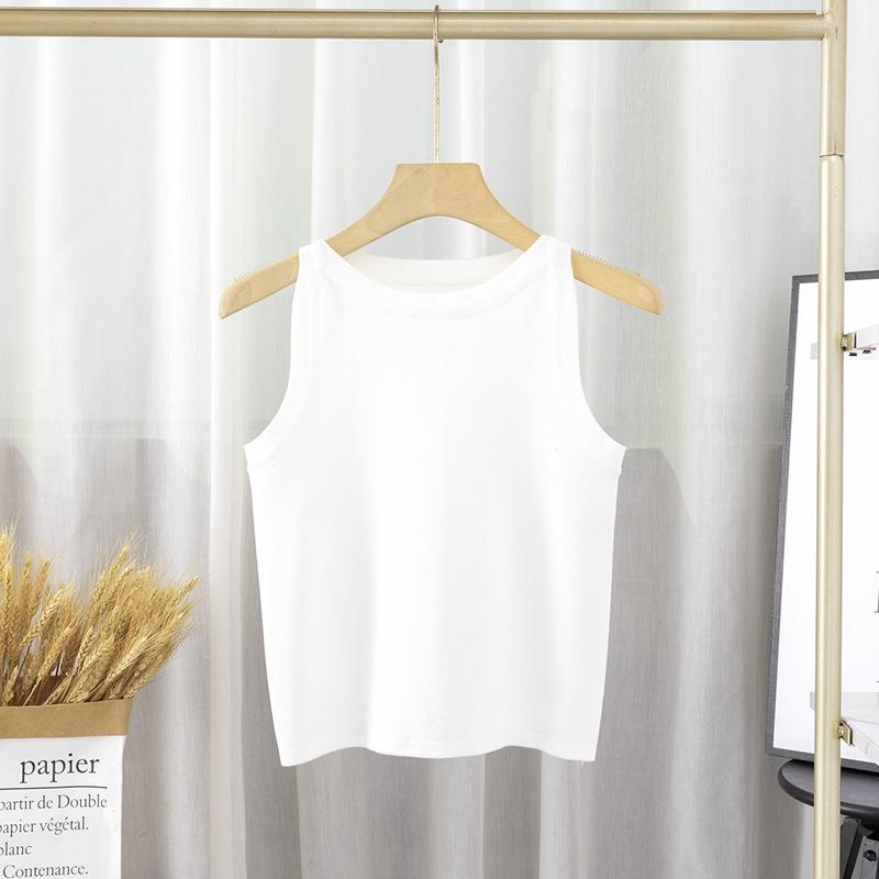 AB06QX Striped Solid Color Vest 2023 Early Spring New Soft Waxy Knitted All-match Sleeveless Spice Girl Top