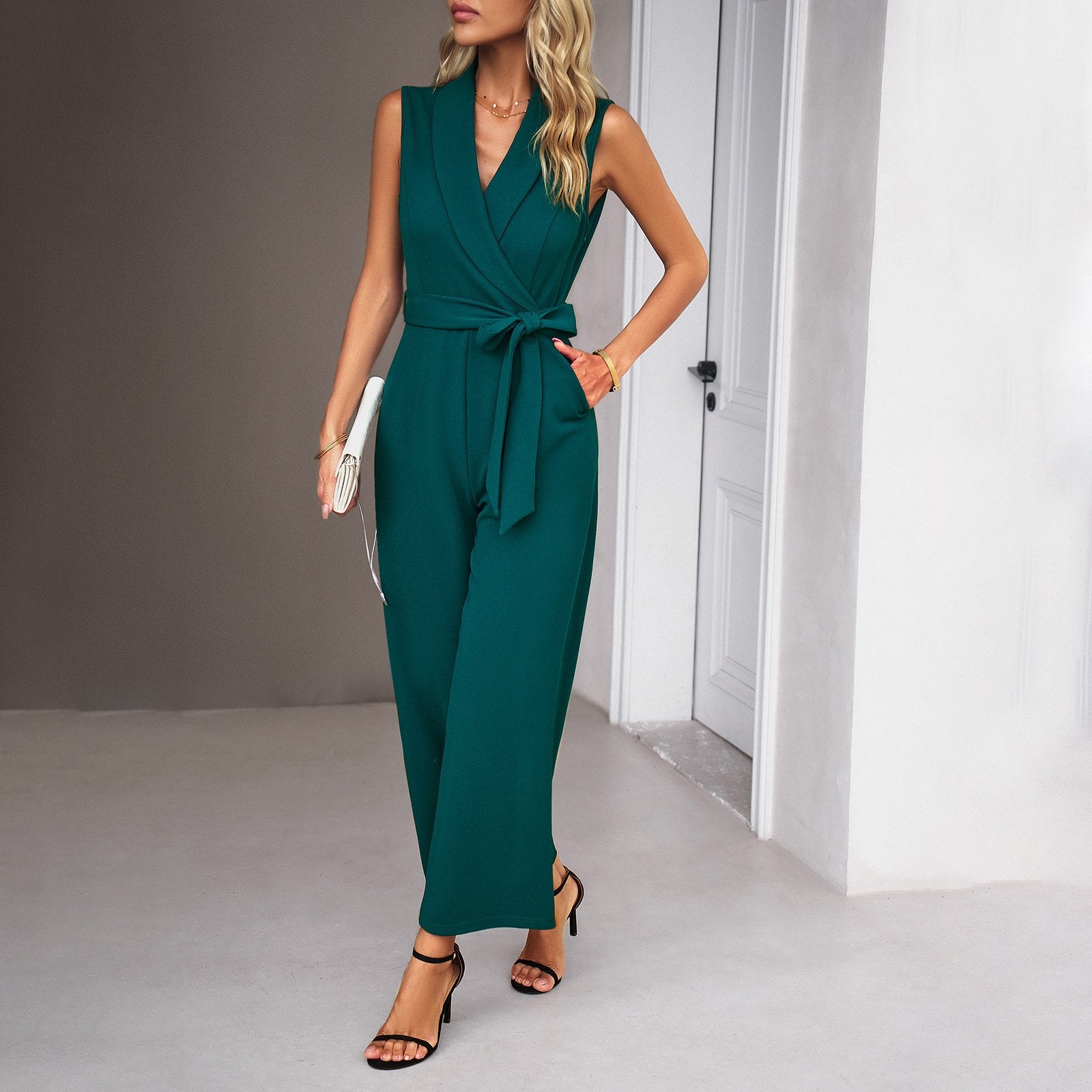 AB01DY Sleeveless Jumpsuit Women's 2023 Autumn And Winter Foreign Trade Women's Casual Commuter Trousers