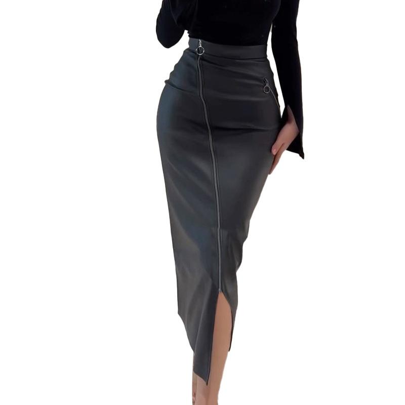 AB03CS YL23483 Autumn New One-piece Zipper Overskirt Fashion Temperament Sexy High Waist Slim Hip Dress Women