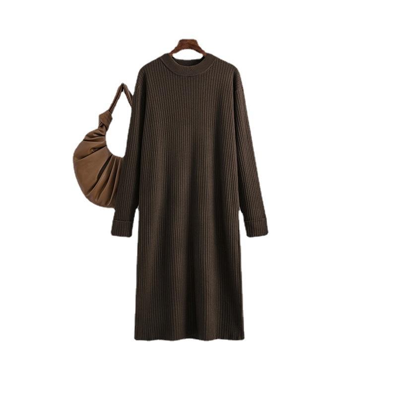 AB06QX South Korea Dongdaemun 2022 Winter New Style Scarf With Sleeve Sleeve Style Crewneck Pit Sweater Dress