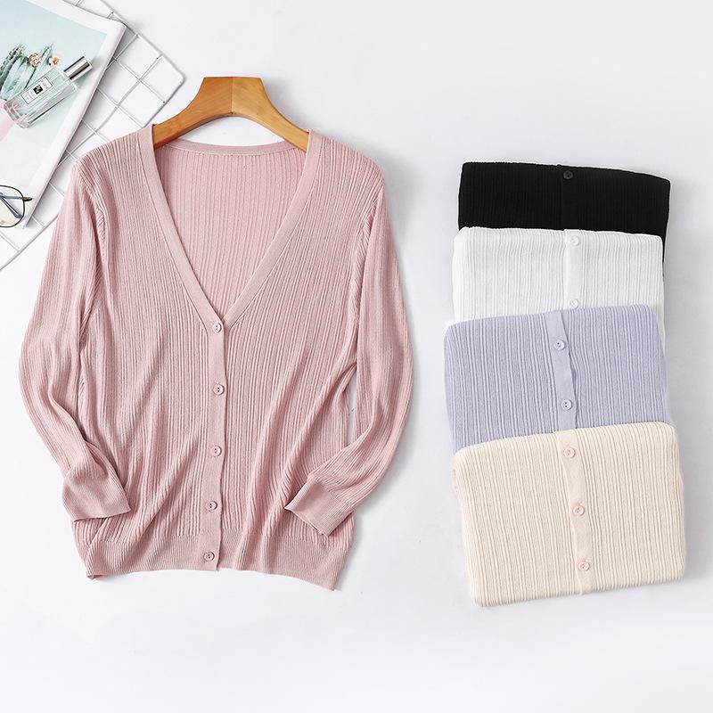 AB06QX Knitted Cardigan Women's Summer Thin 2019 New Jacket Ice Silk Knitted Sweater Sunscreen Waistcoat Small Shawl Outer Waistcoat