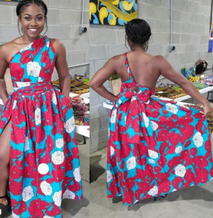 AB07MD Amazon Ebay African Women's Printed DIY Multi-Wear Sexy Strap Dress Middle East Split Mop Skirt