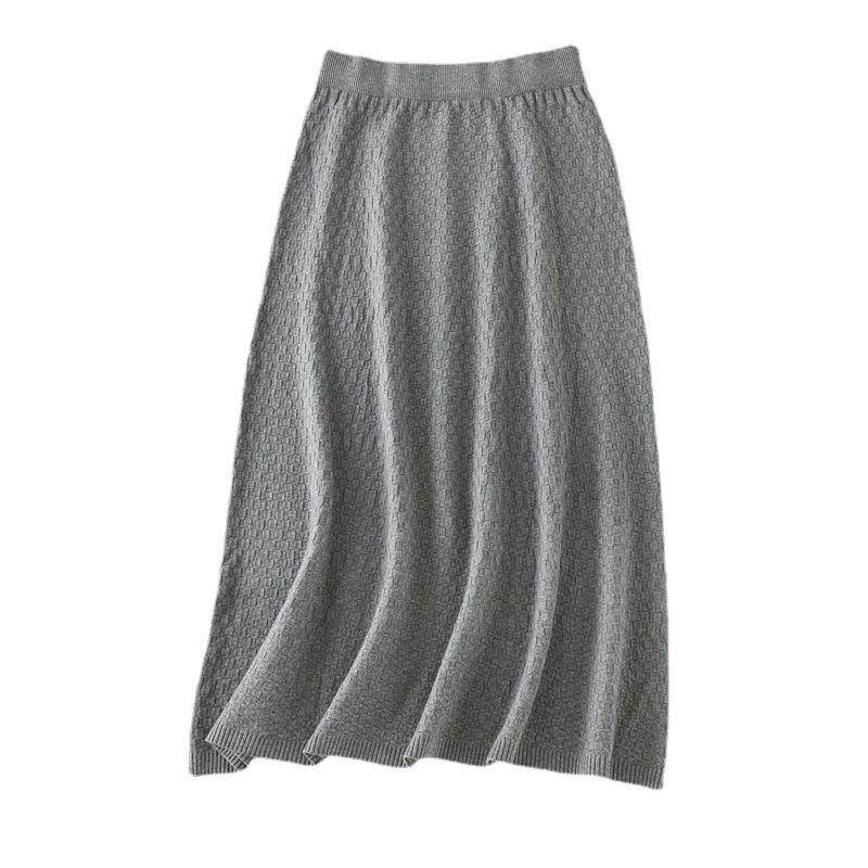 AB06QX Skirt 2021 New Women's Autumn And Winter New Solid Color A- Line Knitted Sweater High Waist Skirt