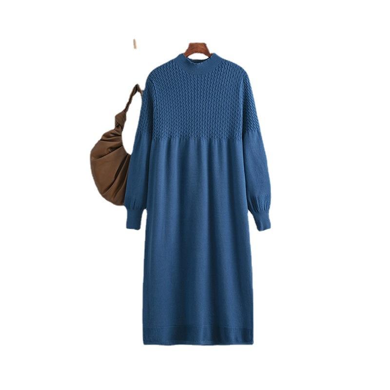 AB06QX Loose Mid-length Bottoming Shirt Knitted Dress Women's Autumn And Winter New Elegant V-neck Long-sleeved Sweater Dress For 2022