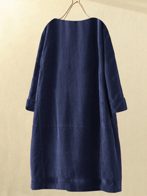 Autumn And Winter New Corduroy Retro Solid Dress