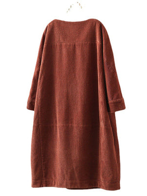 Autumn And Winter New Corduroy Retro Solid Dress