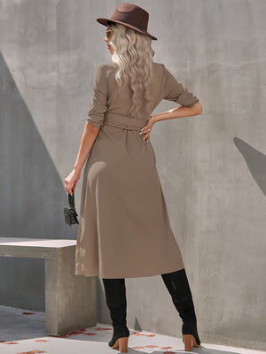 Womens temperament slim fit single breasted shirt dress