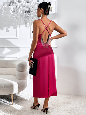 Women's Sling Neck Back Tassel Sexy Dress