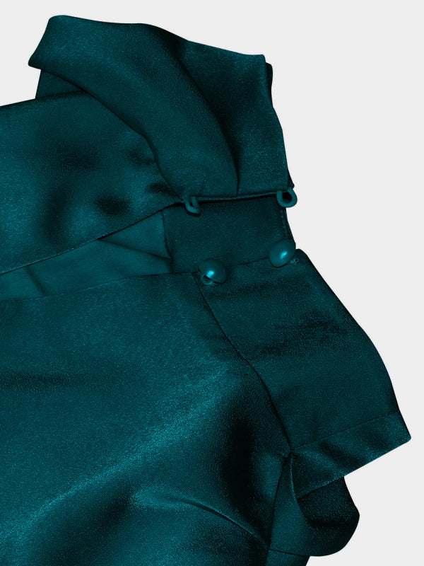 Vestido feminino de comprimento médio com alça de cetim de alta qualidade e corte justo 