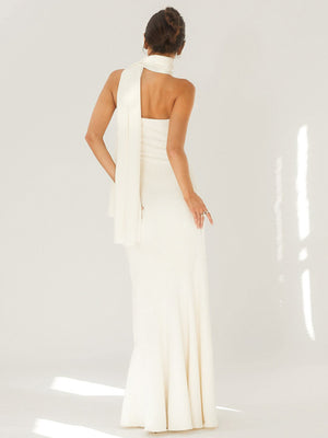 Vestido chal con dobladillo de pez cruzado en el pecho 