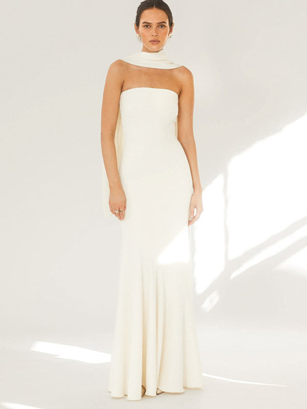 Vestido chal con dobladillo de pez cruzado en el pecho 