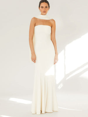Vestido chal con dobladillo de pez cruzado en el pecho 