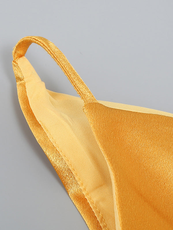 Vestido longo sem alças oco sem costas e cobrindo o quadril 